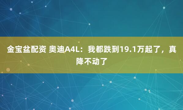 金宝盆配资 奥迪A4L：我都跌到19.1万起了，真降不动了